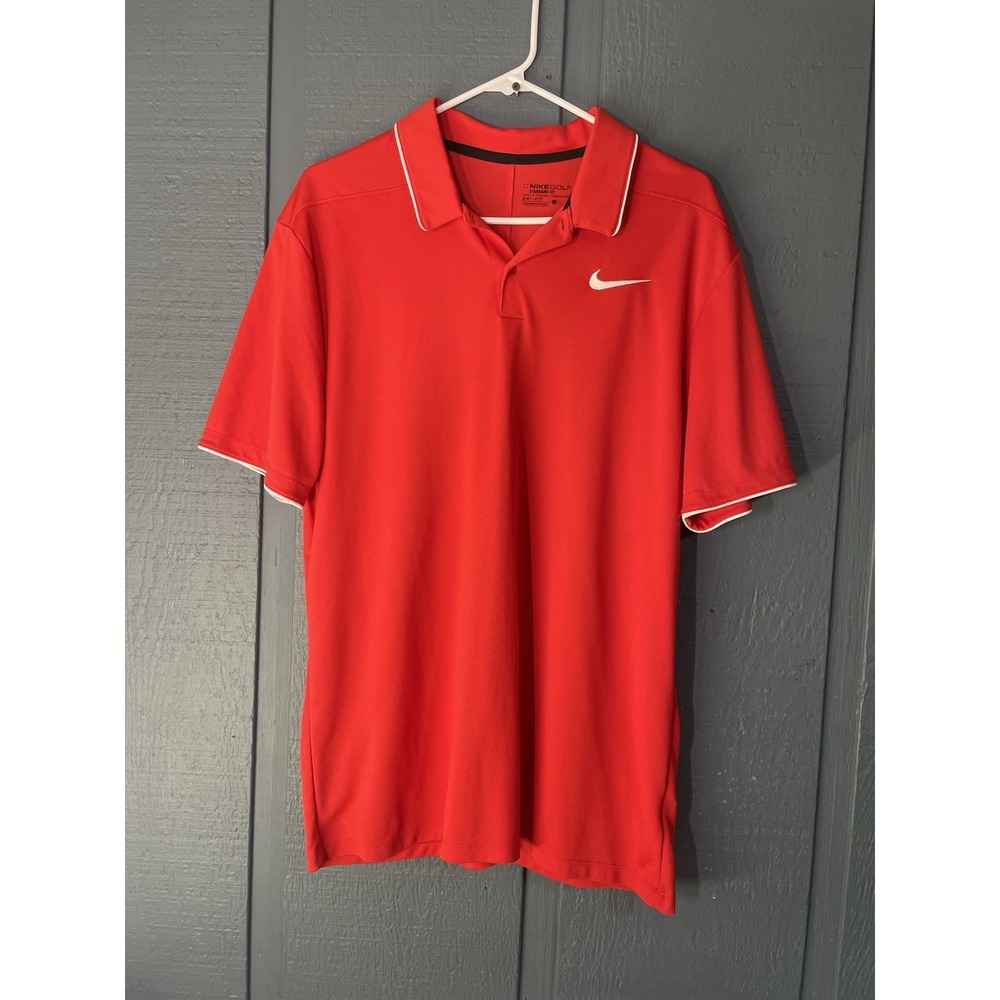 Nike Golf Dri Fit Red Polo Shirt Men's Standard Fit‎ Short Sleeve Large